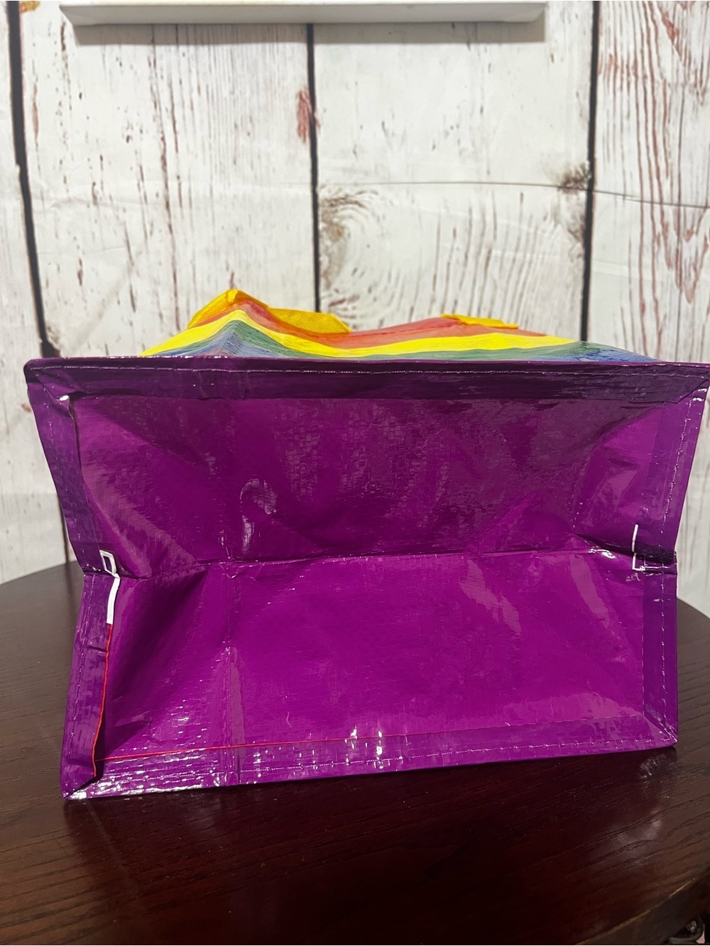 IKEA Rainbow Stripe Tote Bag with Yellow Handles - Picture 10 of 10